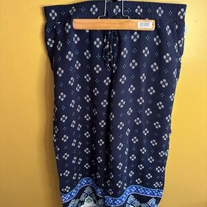 LOFT Navy and White Floral Skirt